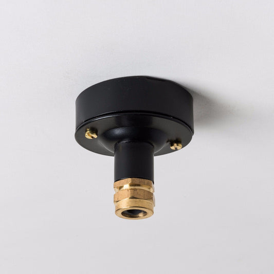 Industrial Ceiling Rose with Brass Gland - Black - Enamel Shades