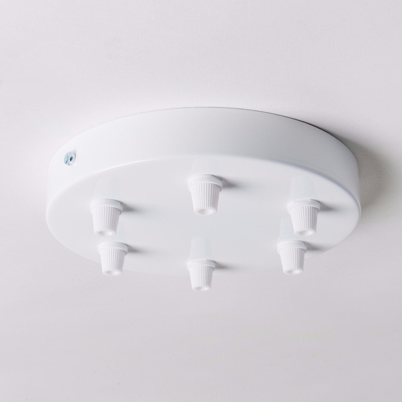 White Steel Ceiling Rose Large 160mm - 6 Outlets - www.enamelshades.co.uk