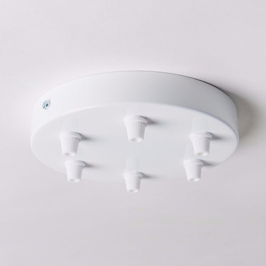 White Steel Ceiling Rose Large 160mm - 6 Outlets - www.enamelshades.co.uk