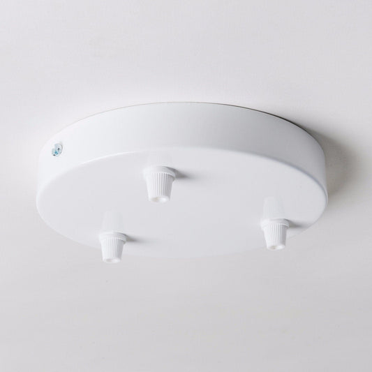 White Steel Ceiling Rose Large 160mm - 3 Outlets - www.enamelshades.co.uk