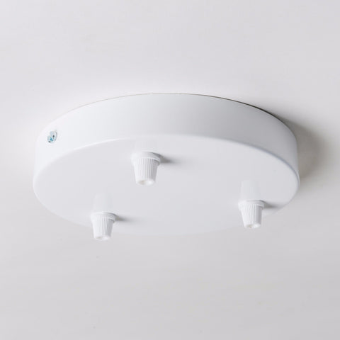 White Steel Ceiling Rose Large 160mm - 3 Outlets