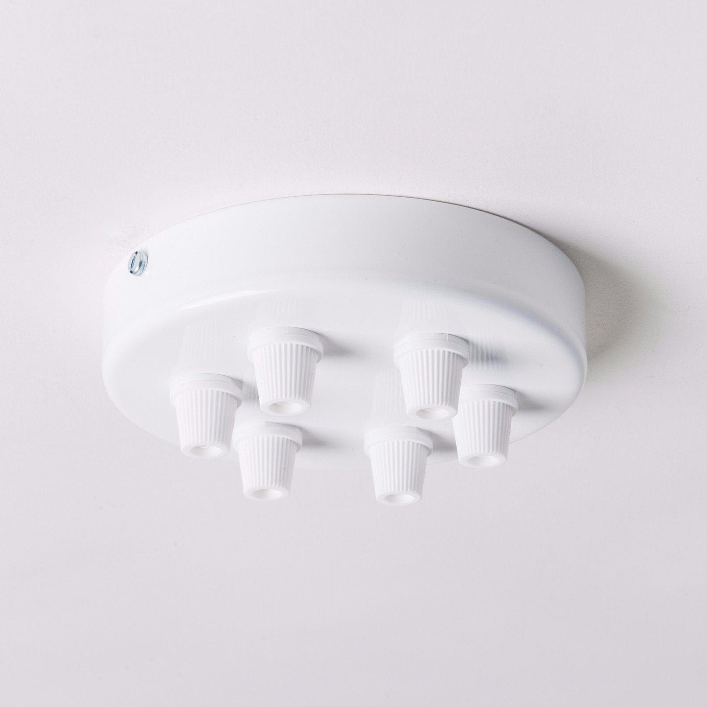 White Steel 100mm Ceiling Rose - 6 Outlets - Enamel Shades