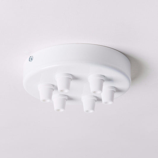 White Steel 100mm Ceiling Rose - 6 Outlets - Enamel Shades