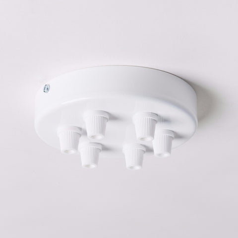 White Steel 100mm Ceiling Rose - 6 Outlets