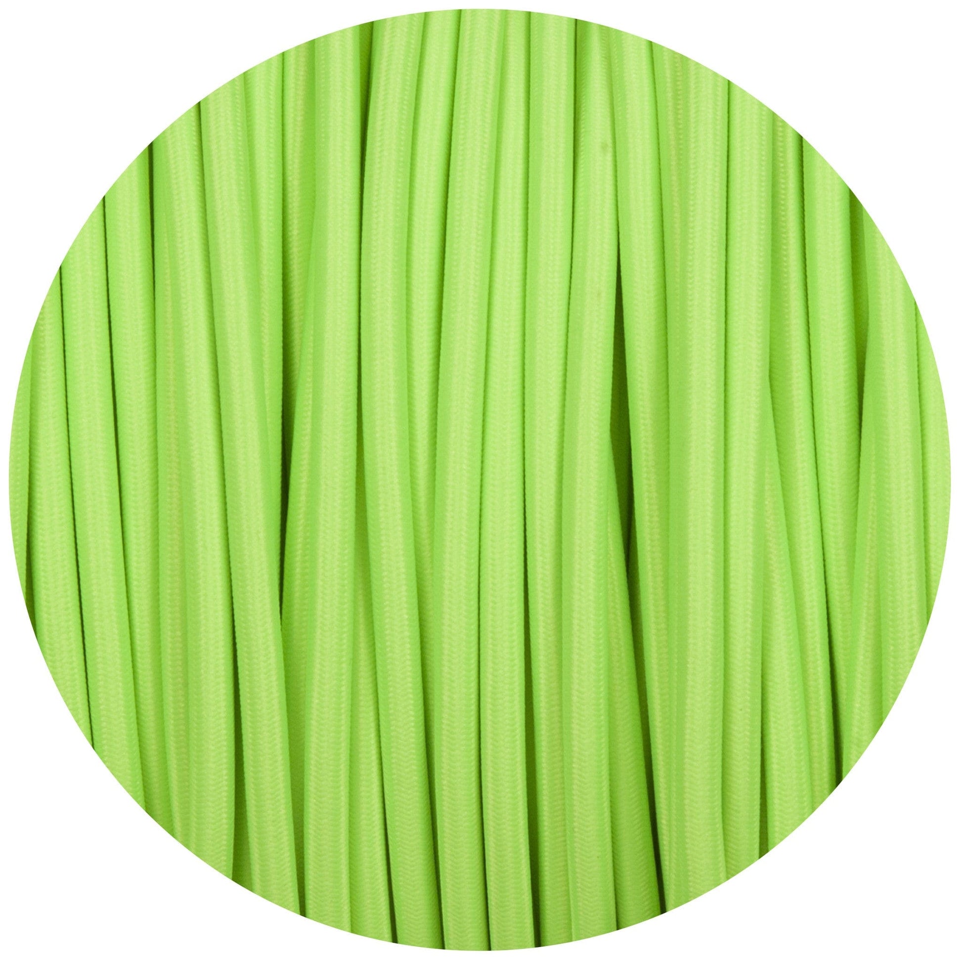 Flouro Lime Green Round Fabric Braided Cable - Enamel Shades