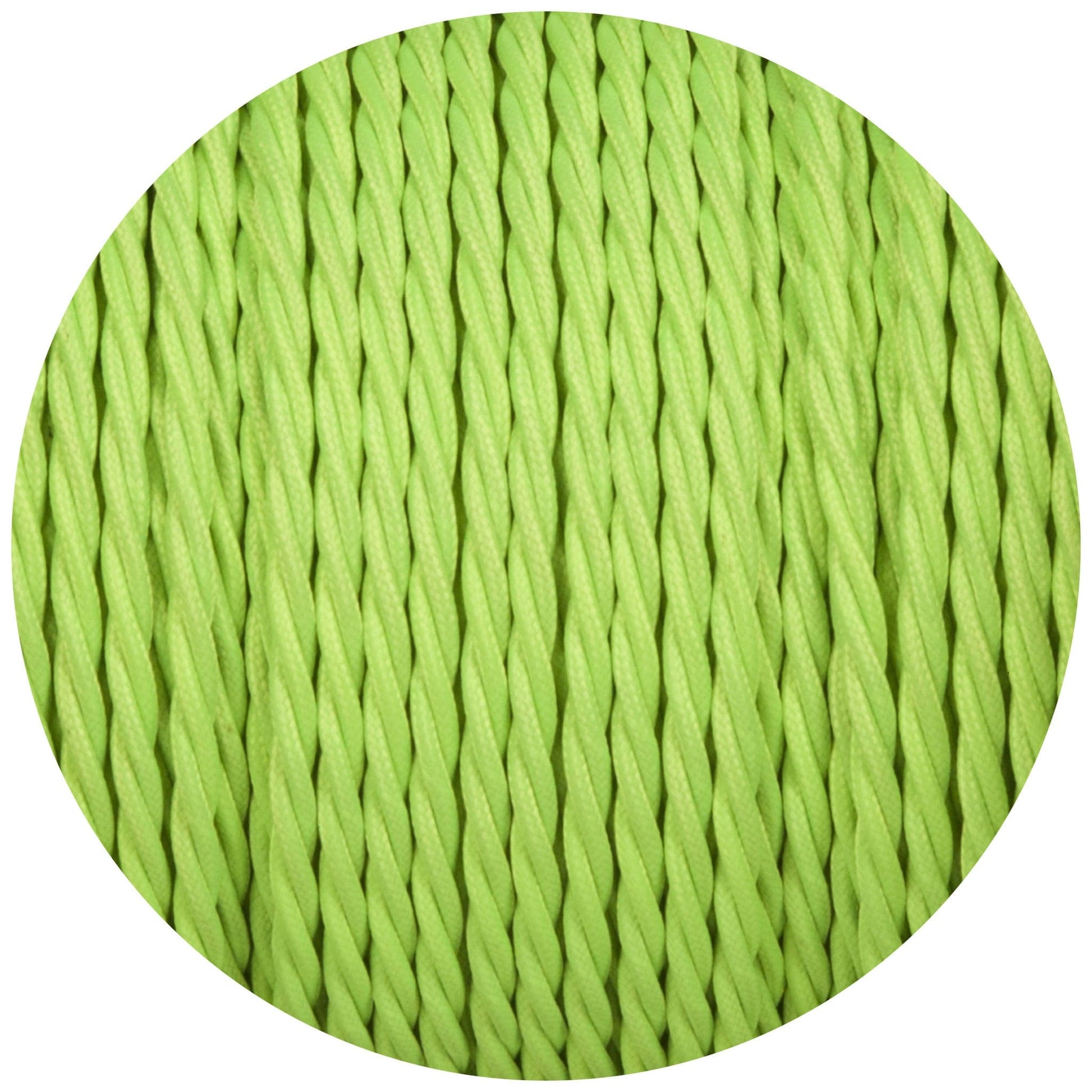 Flouro Lime Green Twisted Fabric Braided Cable - Enamel Shades