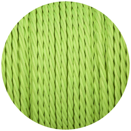 Flouro Lime Green Twisted Fabric Braided Cable - Enamel Shades