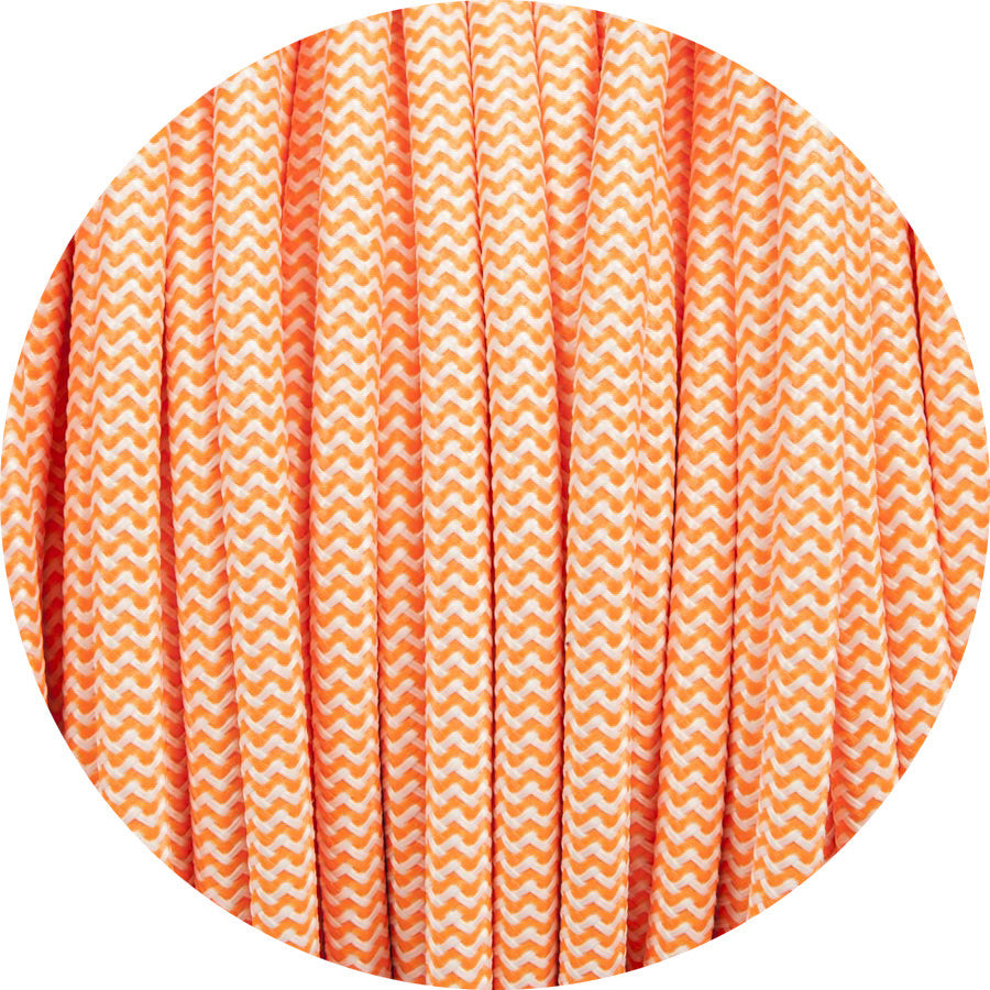 Flouro Orange & White Round Fabric Cable