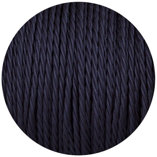 Navy Blue Twisted Fabric Braided Cable - Enamel Shades
