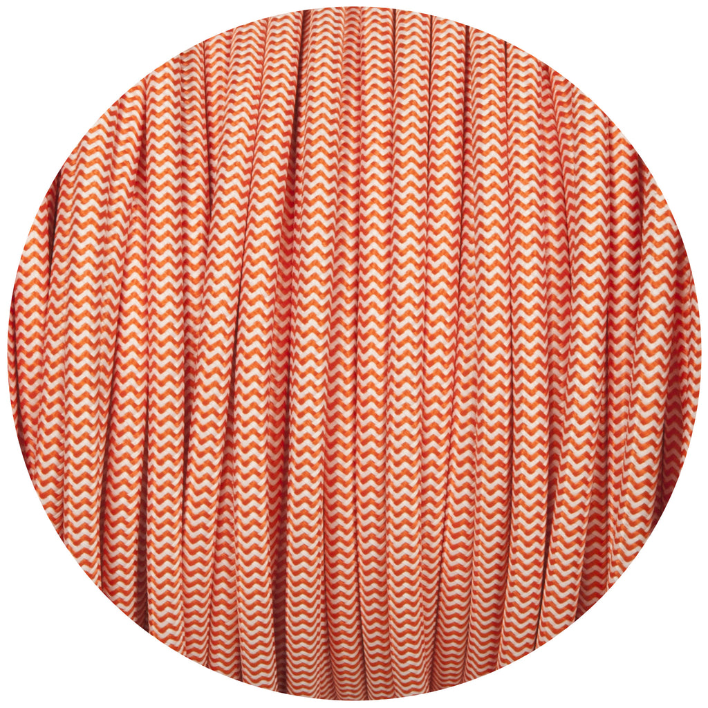 Orange & White Round Fabric Braided Cable