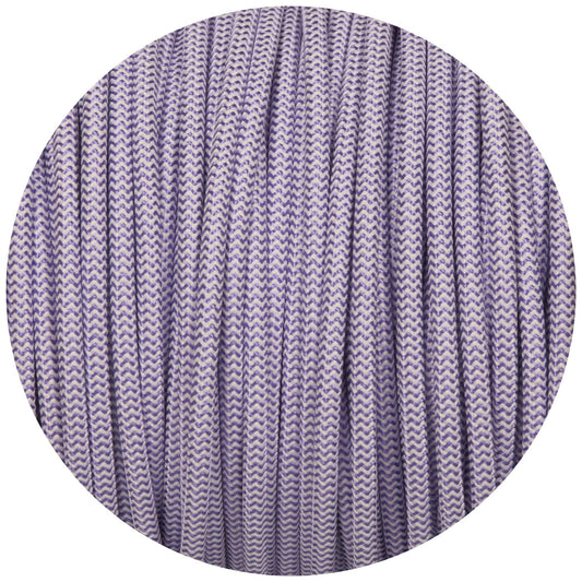 Purple & White Round Fabric Braided Cable - Enamel Shades