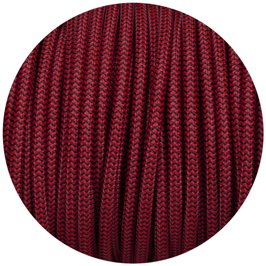 Black & Red Round Fabric Braided Cable - Enamel Shades