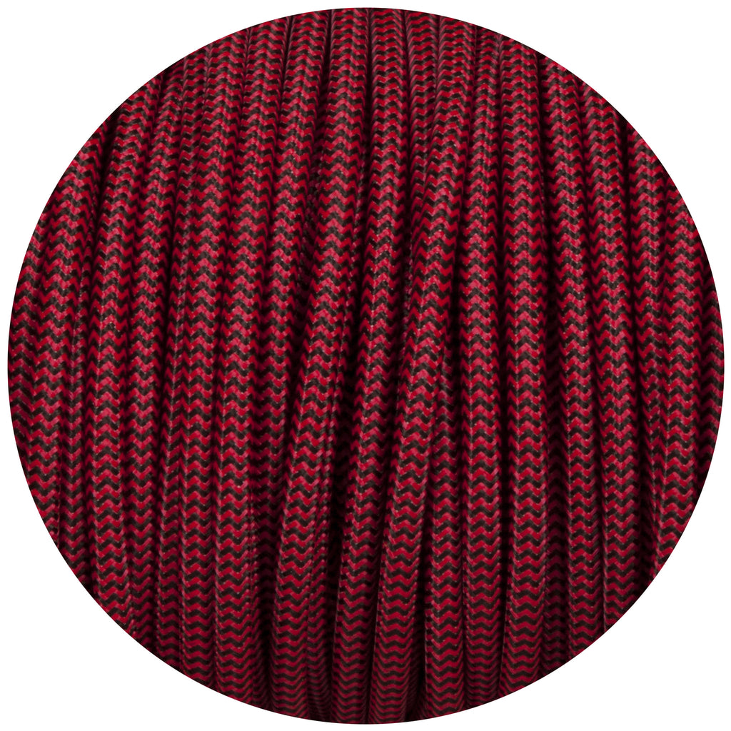 Black & Red Round Fabric Braided Cable