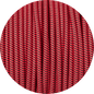 Red & Black Spiral Round Fabric Braided Cable - www.enamelshades.co.uk