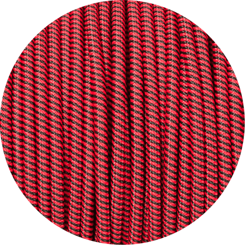 Red & Black Spiral Round Fabric Braided Cable