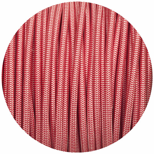 Silver & Red Round Fabric Braided Cable - Enamel Shades