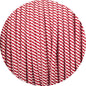 Red & White Spiral Round Fabric Braided Cable - www.enamelshades.co.uk