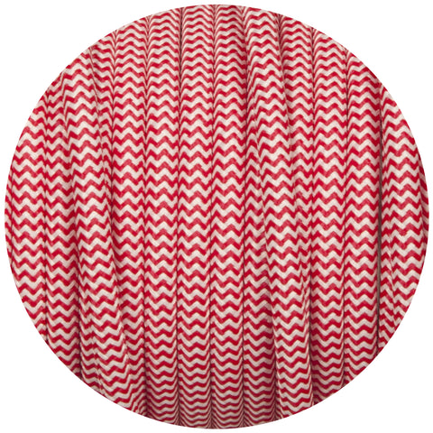 Red & White Round Fabric Braided Cable