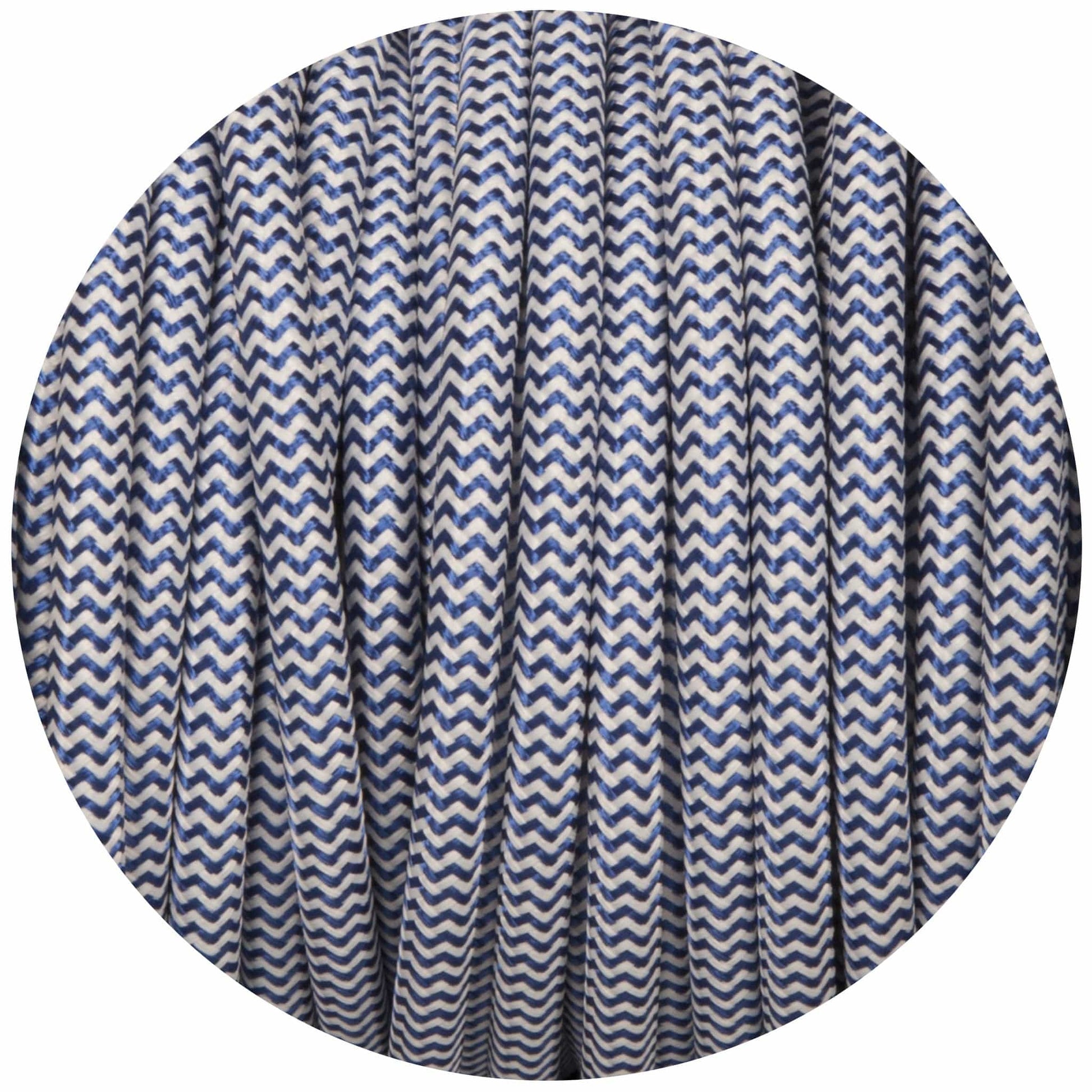 Royal Blue & White Round Fabric Braided Cable - Enamel Shades