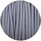 Royal Blue & White Round Fabric Braided Cable - Enamel Shades