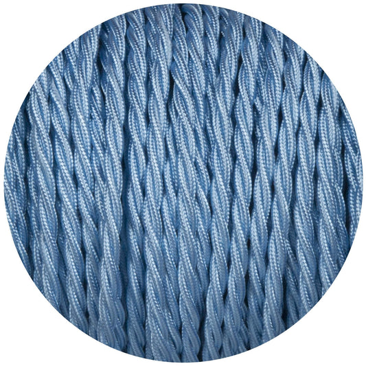 Sky Blue Twisted Fabric Braided Cable - Enamel Shades