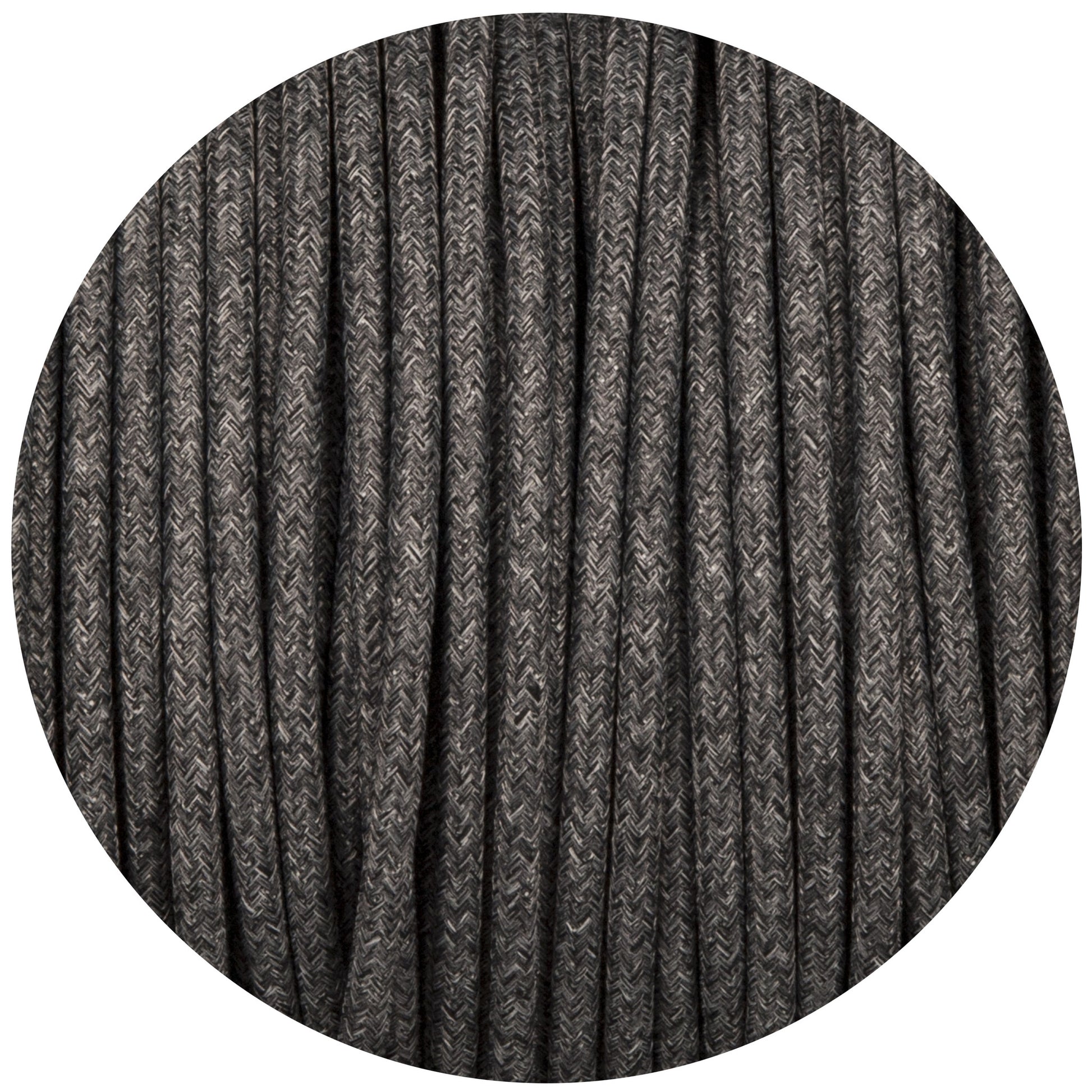 Uniform Grey Canvas Round Fabric Braided Cable - Enamel Shades