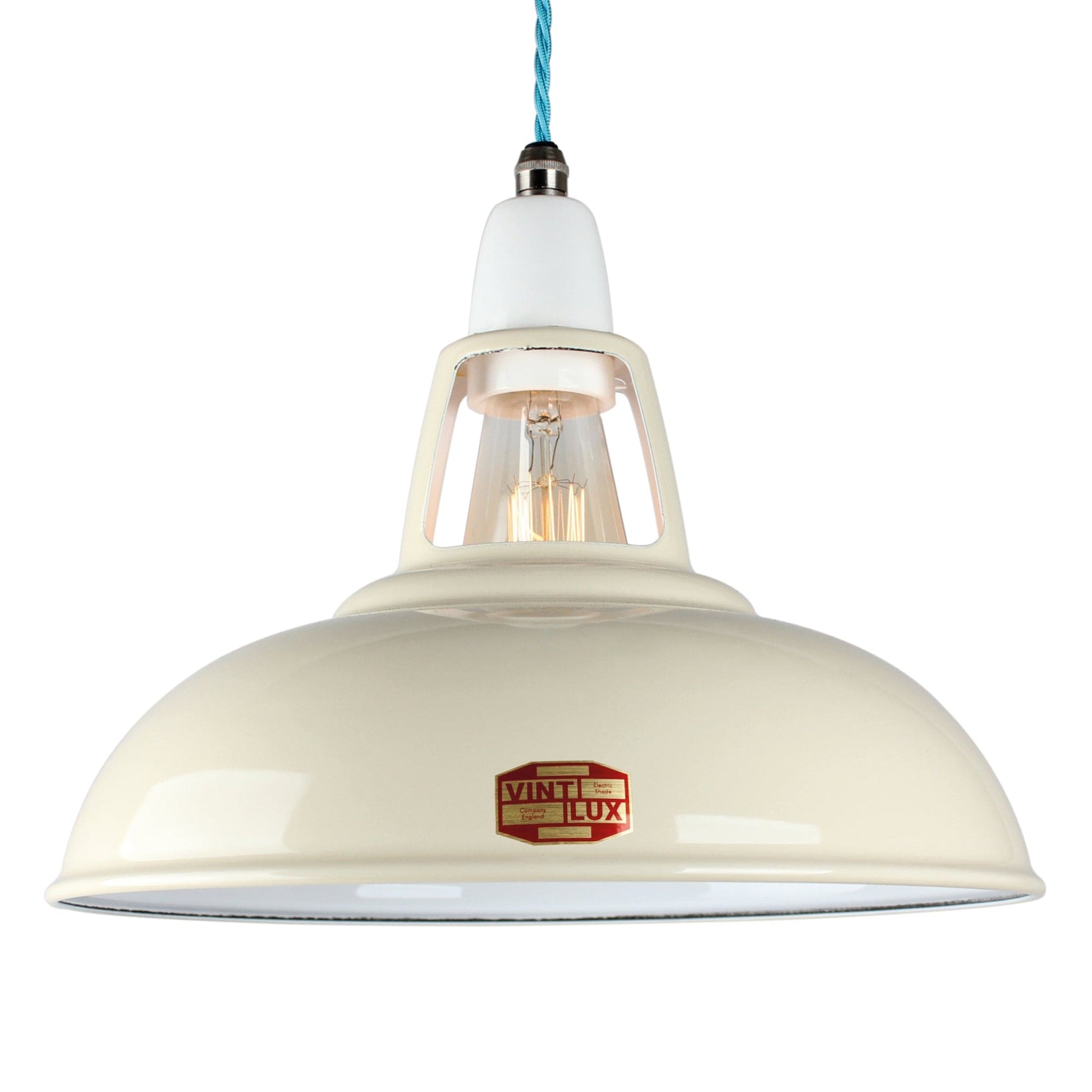LARGE VINTLUX '1933' SHADE ALL COLOURS - SHADE ONLY - Light Cream - www.enamelshades.co.uk
