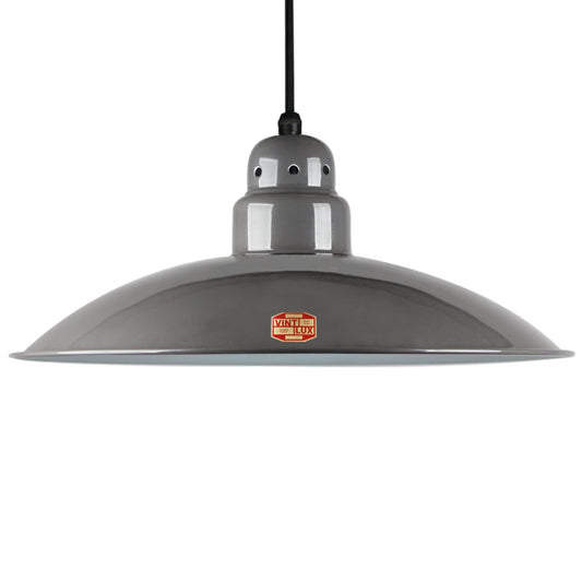 Large Vintlux 'HX26' Steel Shade-Shade Only - Classic Grey - www.enamelshades.co.uk