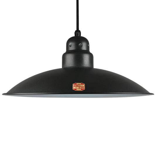 Large Vintlux 'HX26' Steel Shade-Shade Only -Matt Black - www.enamelshades.co.uk