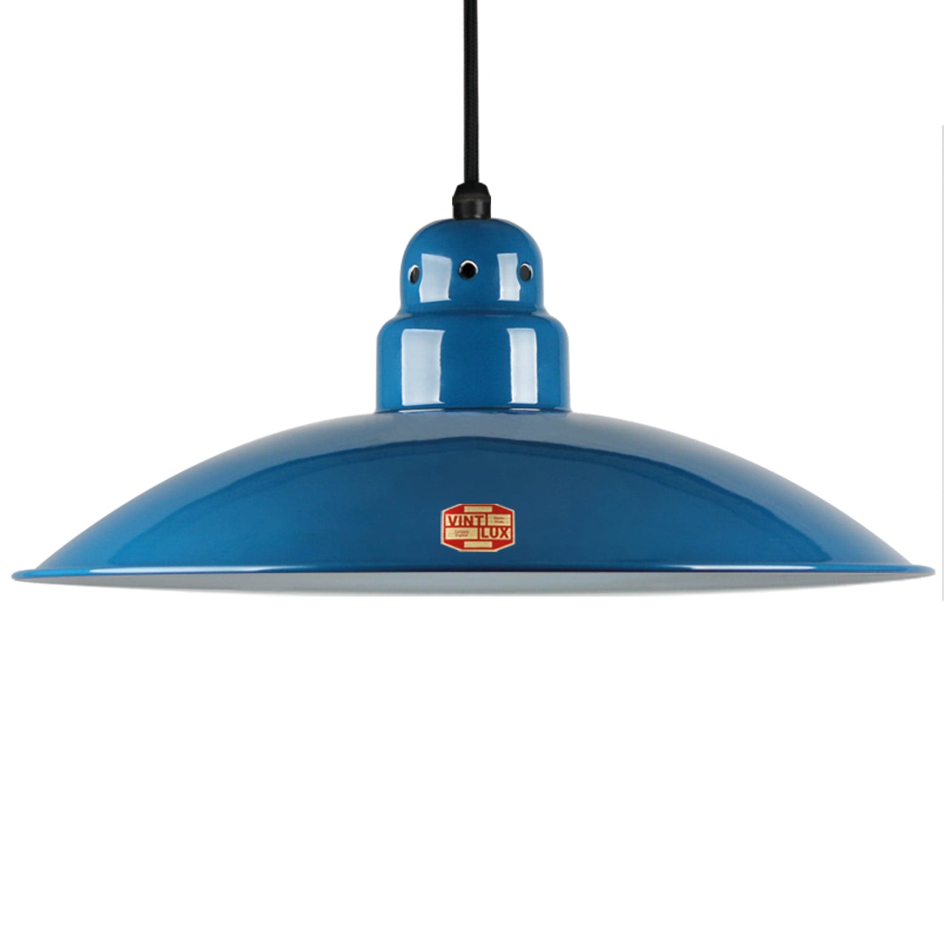 Large Vintlux 'HX26' Steel Shade-Shade Only - Petrol Blue - www.enamelshades.co.uk