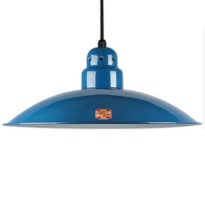Large Vintlux 'HX26' Steel Shade-Shade Only - Petrol Blue - www.enamelshades.co.uk