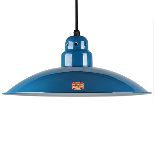 Large Vintlux 'HX26' Steel Shade-Shade Only - Petrol Blue - www.enamelshades.co.uk