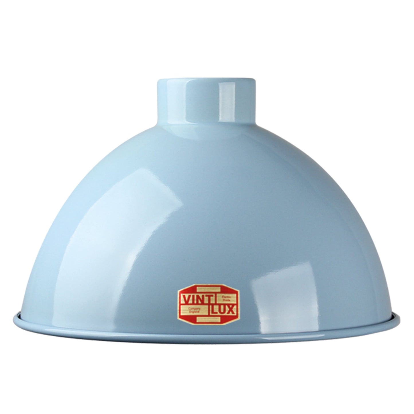 Vintlux 'Dome' Steel Shade - Powder Blue - www.enamelshades.co.uk