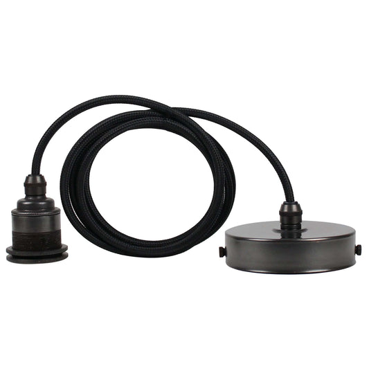 Vintlux E27 Pendant Set - Antique Brass - www.enamelshades.co.uk