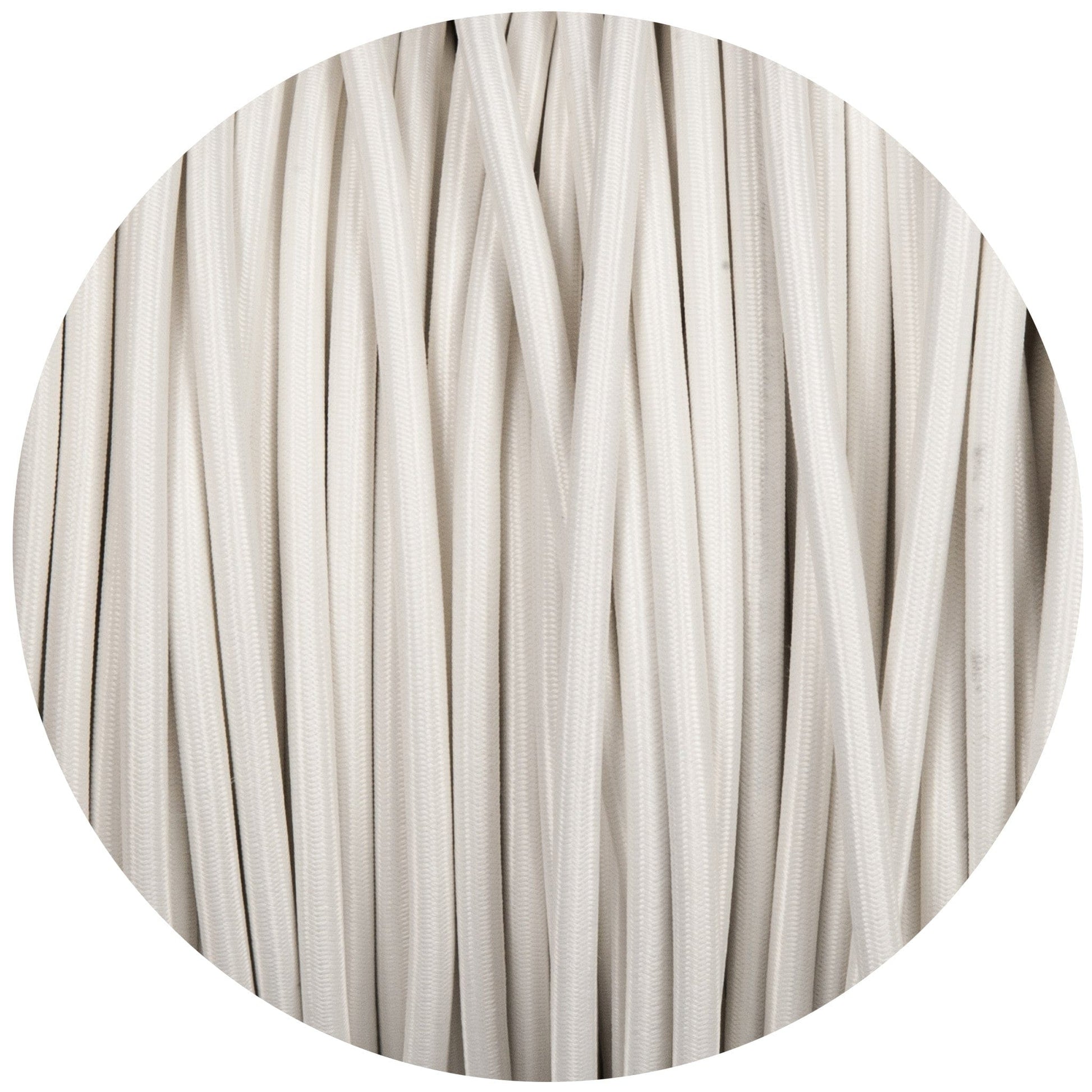 White Round Fabric Braided Cable - Enamel Shades