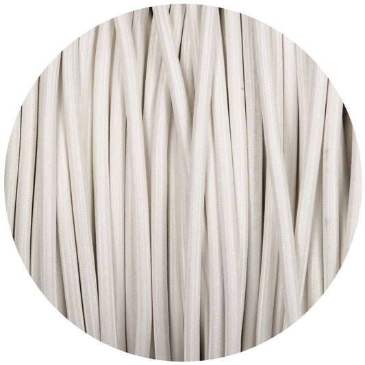 White Round Fabric Braided Cable - Enamel Shades